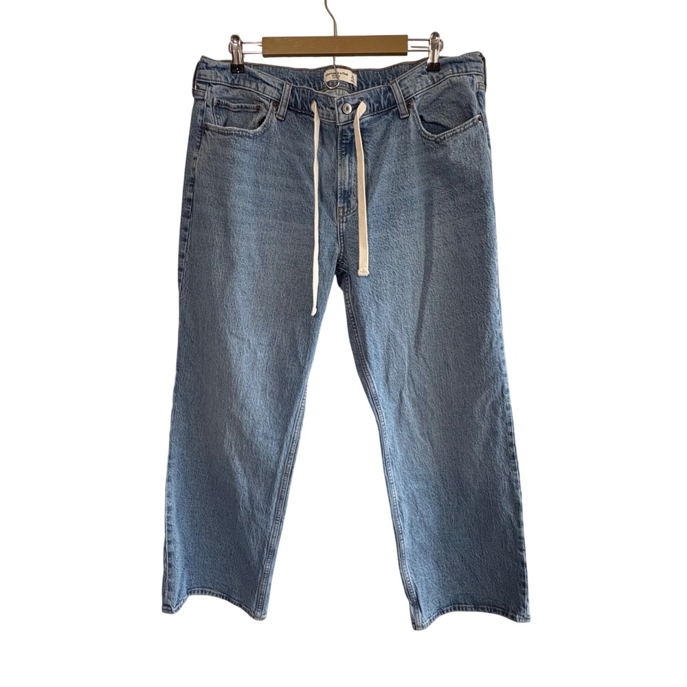 Abercrombie & Fitch Size 33 Low Rise Baggy Drawstring Jeans Wide Leg Denim